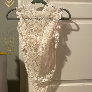 Victoria's Secret Cream Lace Bodysuit